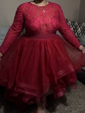 Red Lace & Tulle Party Dress
